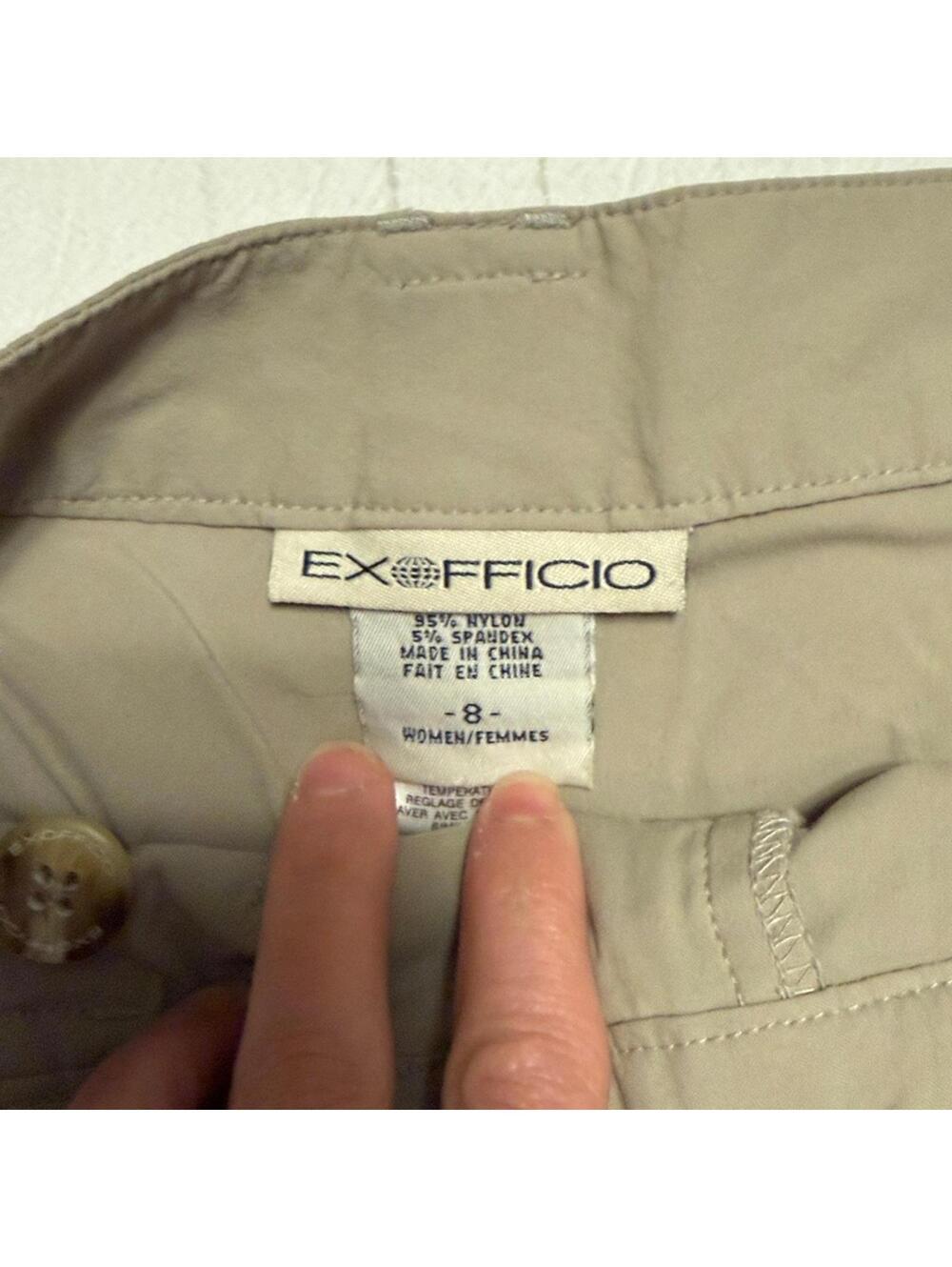 ExOfficio Nylon Stretch Hiking Travel Pants Khaki Tan Women's Size 8 - Picture 3 of 7